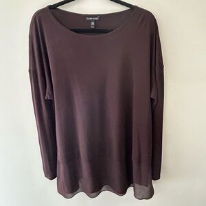 Eileen Fisher chocolate brown silk tunic